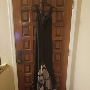 Long black prom dress with small train